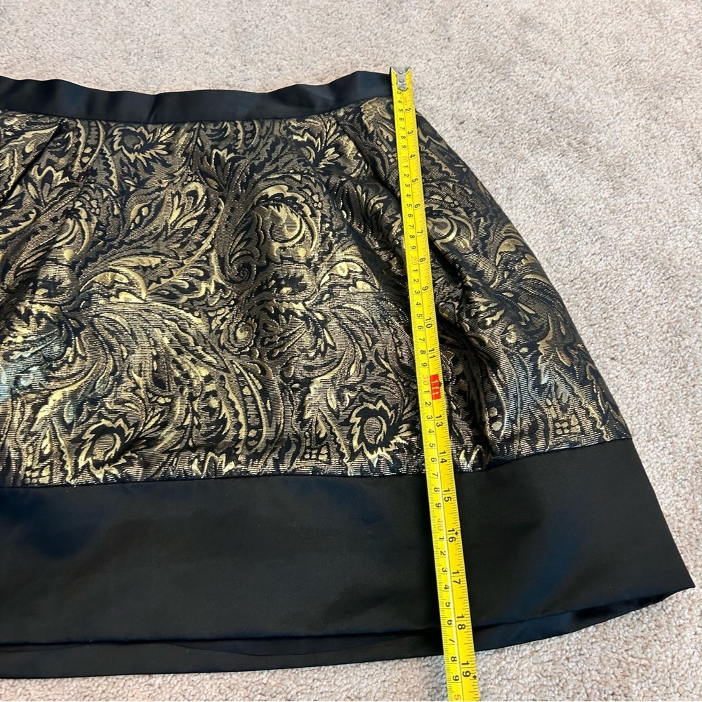PINK Tartan gold brocade Tiffany mini skirt metallic skater circle Sz 6 NWOT - Picture 10 of 13